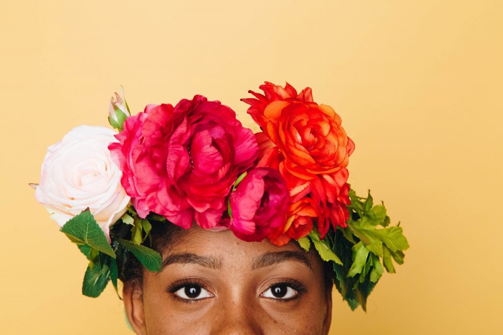 woman, flower, crown, halloween