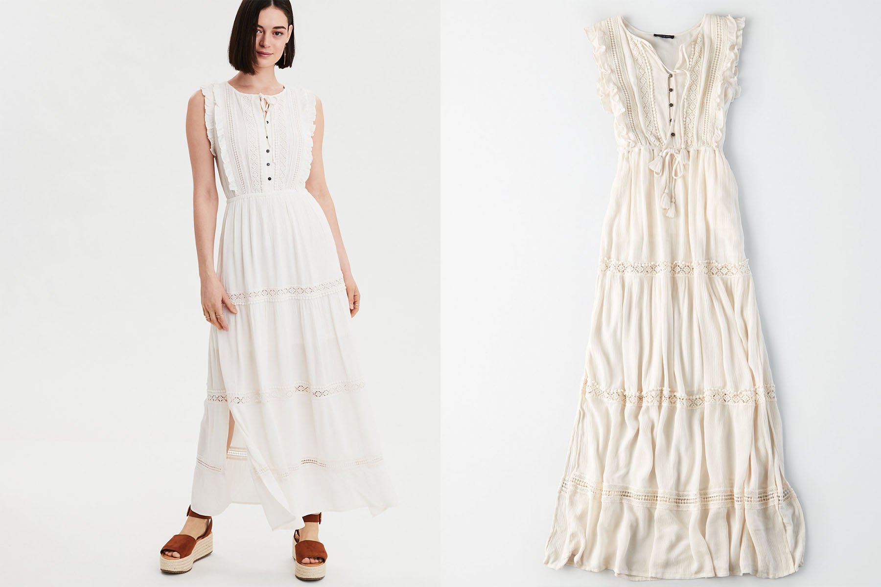 american eagle lace trim maxi dress