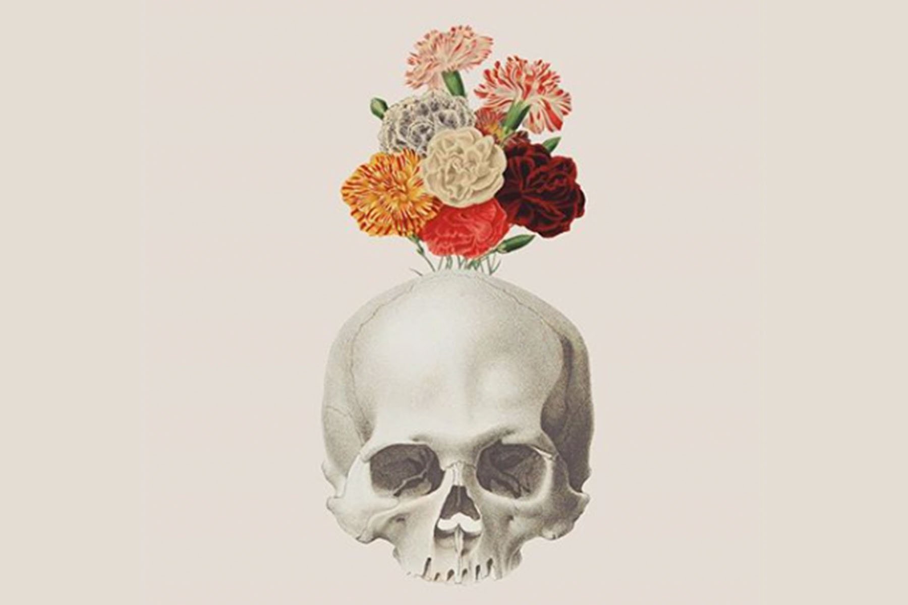 capricorn skull flowers